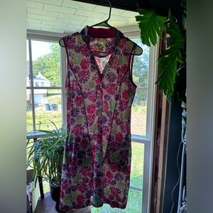 Stretchy Floral Tennis Sleeveless Dress